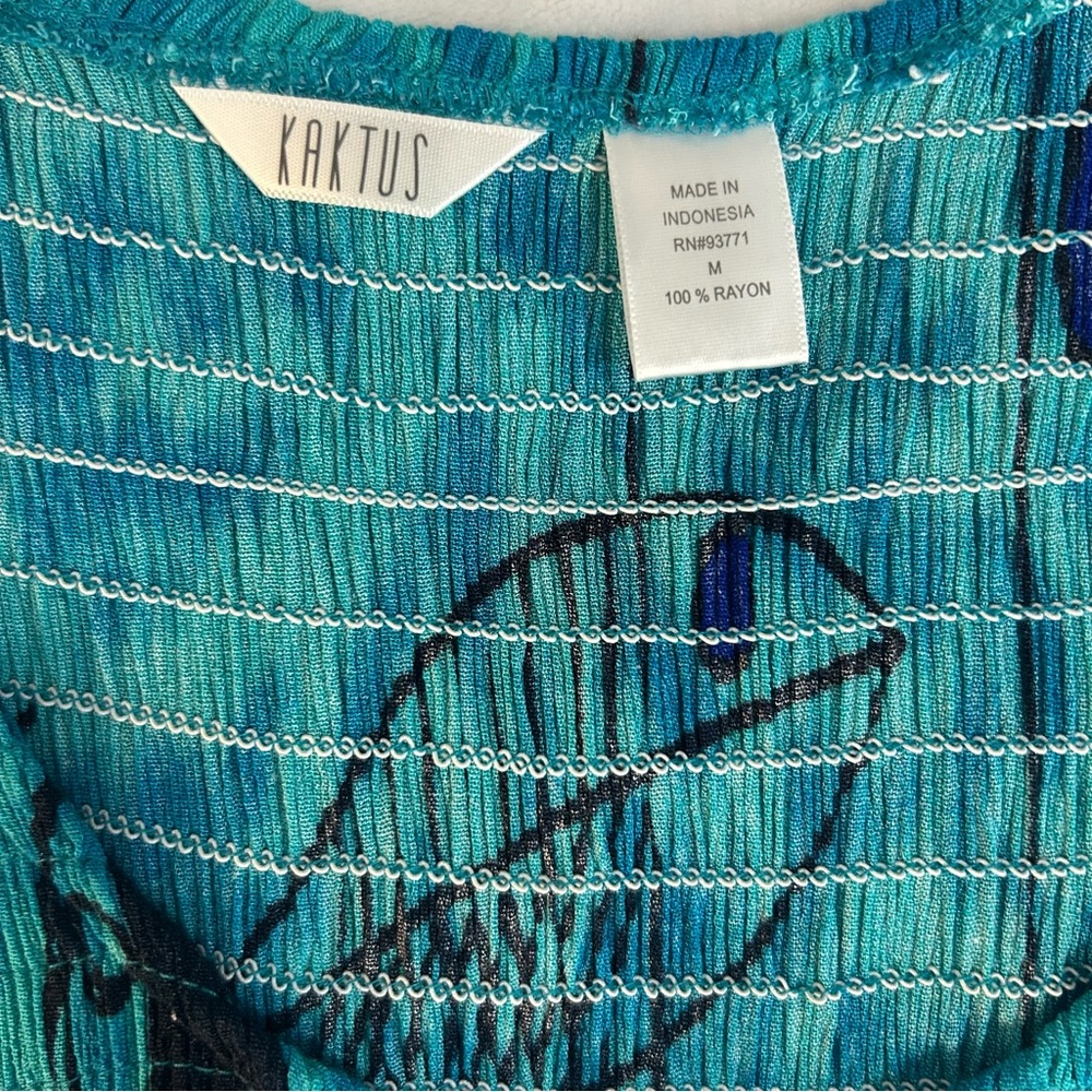 Kaktus Smocked Maxi Fish Print Dress M Beach Boho Vacation Coastal Summer Staple - Picture 8 of 13